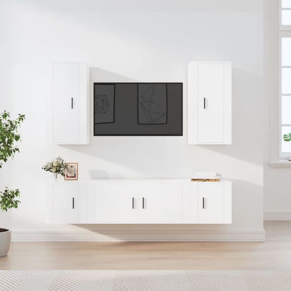 vidaXL 5-tlg. TV-Schrank-Set Weiß Holzwerkstoff 3188678