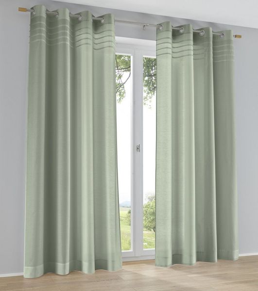 Kutti Vorhang Kessy (1 St), Ösen, halbtransparent, Eleganter Uni-Vorhang mit dekorativer Biesenblende