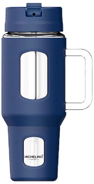 Praktische Glas Trinkflasche To Go Wasserflasche -– Ideal für Ihr tägliches Getränk Dunkelblau 1,2 Liter