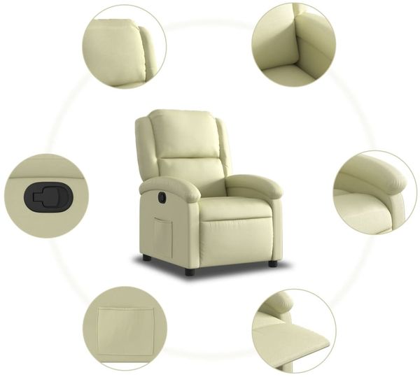 vidaXL Relaxsessel Creme Echtleder 371791 Bild 5