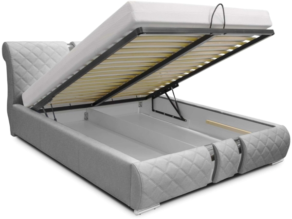 99rooms Kameron Polsterbett mit Bettkasten 200x200 cm Strukturstoff INARI Hellgrau Bild 2