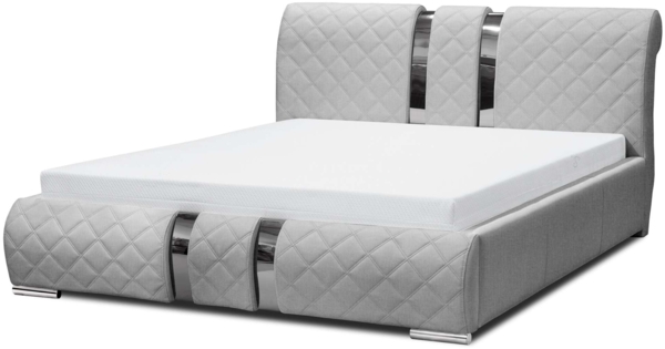 99rooms Kameron Polsterbett mit Bettkasten 200x200 cm Strukturstoff INARI Hellgrau Bild 4