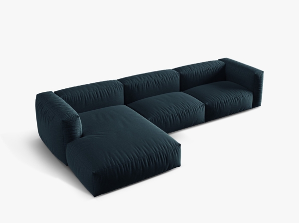 Micadoni Ecksofa Martina 3-Sitzer Strukturierter Stoff Jeansblau Links Bild 3