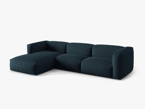 Micadoni Ecksofa Martina 3-Sitzer Strukturierter Stoff Jeansblau Links Bild 2