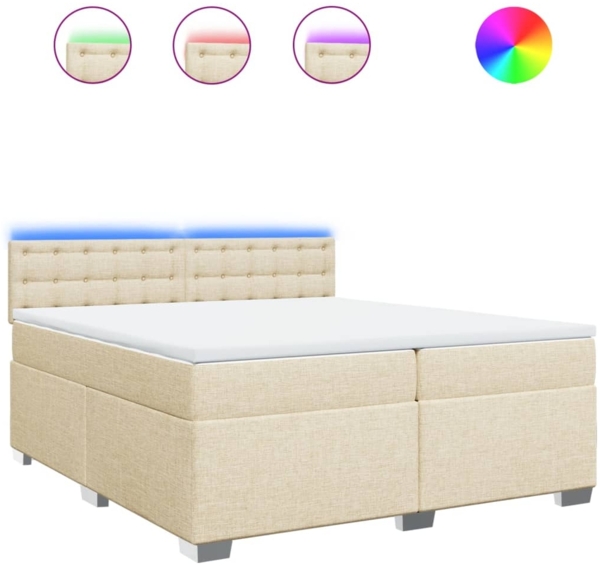 vidaXL Boxspringbett mit Matratze Creme 200x200 cm Stoff 3288314