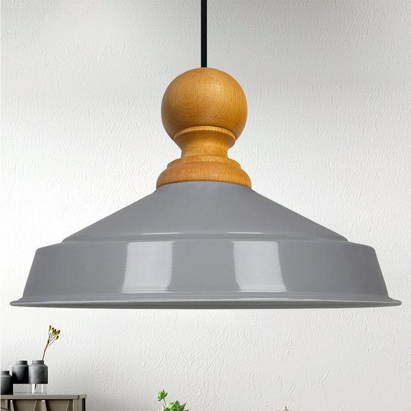 Bamyum Pendelleuchte Bamyum Asletl Industrielle aus Holz, 41cm, Metall E27 Lampe, ohne Leuchtmittel
