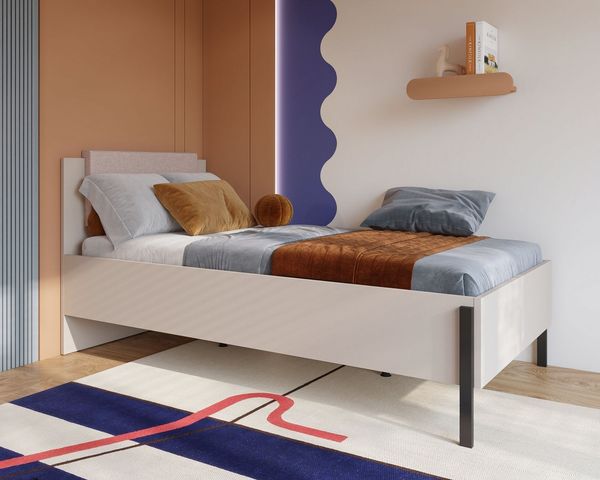 OTTO home Bett Jukon, mit gepolstertem Kopfteil, Füße aus Metall, modernes Design (3 Breiten:100cm, 160cm und 180cm), in drei Größen, perfekt auch als Jugendbett