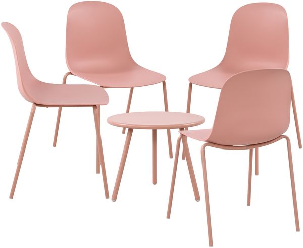 CLP 4er Sitzgruppe Berdin Set 1 Tisch 4 Stapelstühle wetterfest UV-beständig,pink
