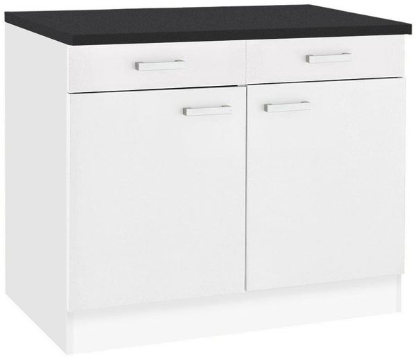 OPTIFIT Unterschrank Odense 100 cm breit, mit 2 Türen und 2 Schubkästen, mit 28 mm Arbeitsplatte