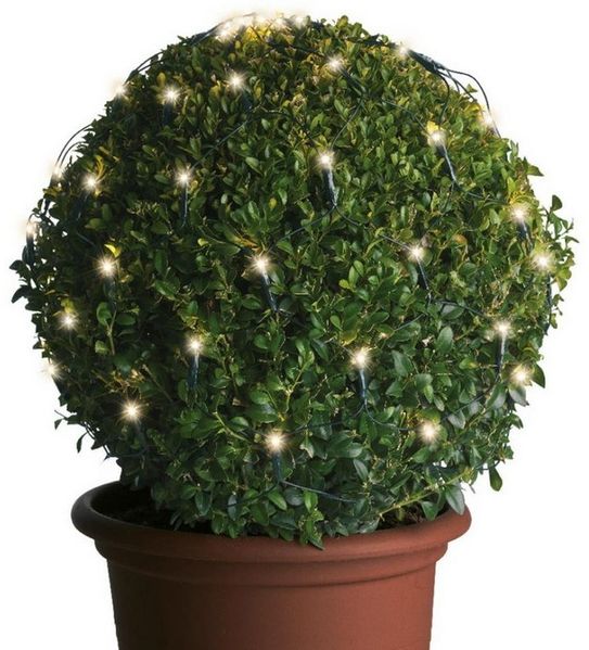 MARELIDA LED-Lichternetz LED Lichternetz Lichterkette Buchsbaum Kugelnetz für Außen 35cm grün, 60-flammig