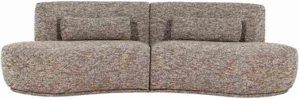 Sofa Batavier 4-Sitzer, gewebter Melange-Stoff, modern halbrund, hellbraun, großzügig gepolstert