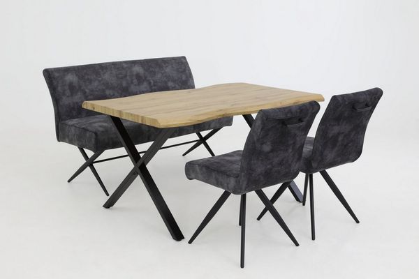HELA Sitzbank PORTO (1-St), Einzelbank mit Rücken, X-Gestell, Federkorb, Vintage Velvet Optik