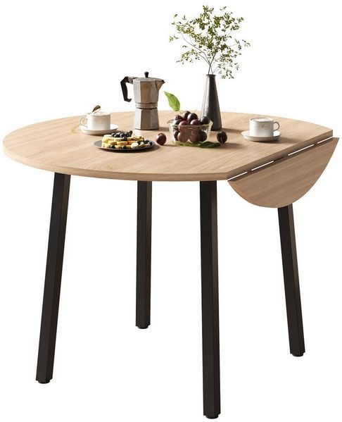 BlingBin Esstisch Klapptisch Küchentisch, klappbare Tischplatte, rund (Esszimmertisch, 1-St, 100x100 cm), für 2-4 Personen, Metallbeine, klappbare Tischplatte, für Wohnungen