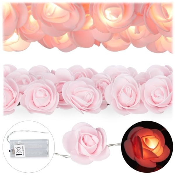 10x Rosen Lichterkette rosa 10030110