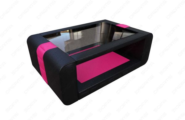 Designer Couchtisch Bellagio – Stilvolles Design - Büffelleder - Schwarz-Pink