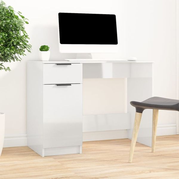 vidaXL Schreibtisch Hochglanz-Weiß 100x50x75 cm Holzwerkstoff 811499