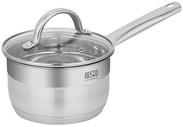 RESTO Kitchenware Kasserolle Rigel, Soßentopf 1,9 l, energiesparend und spülmaschinenfest, Edelstahl 18/10 (2-tlg), mit hitzebeständigem Glasdeckel, im Geschenkkarton