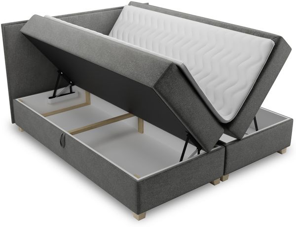 Boxspringbett Fren mit 2 Bettkästen - Doppelbett mit Bonell-Matratze und Topper, Polsterbett, Bett mit Holzfüße, Schlafzimmer (Pink (Kronos 29), 180 x 200 cm) Bild 2