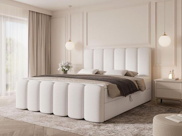 Compleo Boxbett Wolkenbett, Bequem H3 CAOBA, Doppelbett gepolstertes Kopfteil mit Bettkasten