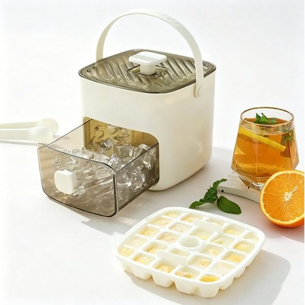 MOPUEA Eiswürfelbehälter Eiswürfelbehälter mit Deckel Ice Cube Box Grün Weiß, (Küchenzubehör, Eiswürfelform mit integriertem Eisbehälter und Deckel), Flexibel, leicht entformbar, stapelbar, geruchsarm
