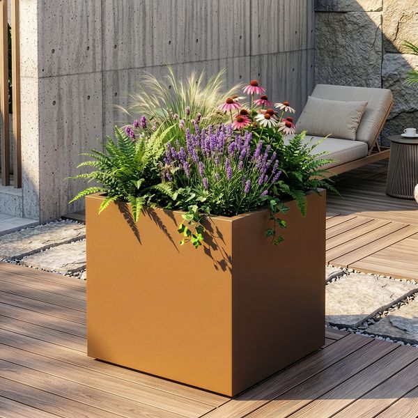 Pflanzkübel Vaargel 60x60x60 cm verzinkter Stahl Braun [casa. pro]