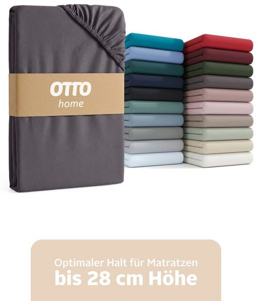 OTTO home Spannbettlaken BLACKBERRY in BASIC und PREMIUM Qualität, 100% Baumwolle, Jersey (160 g/m), Gummizug: rundum, (2 Stück), für hohe Matratzen bis 28 cm, Bettlaken, Spannbetttuch, pflegeleicht