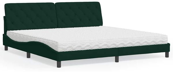 vidaXL Bett mit Matratze Dunkelgrün 200x200 cm Samt 3208679