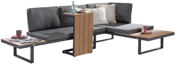 Outdoor Gartenlounge-Set RUNEI, mit Loungetisch, Aluminium, Kunststoff, (3-tlg), inkl. Sitz- und Rückenkissen, Wasserabweisend, B 253 x T 175 cm Bild 2