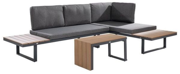 Outdoor Gartenlounge-Set RUNEI, mit Loungetisch, Aluminium, Kunststoff, (3-tlg), inkl. Sitz- und Rückenkissen, Wasserabweisend, B 253 x T 175 cm Bild 4