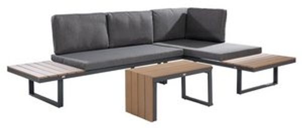 Outdoor Gartenlounge-Set RUNEI, mit Loungetisch, Aluminium, Kunststoff, (3-tlg), inkl. Sitz- und Rückenkissen, Wasserabweisend, B 253 x T 175 cm Bild 6