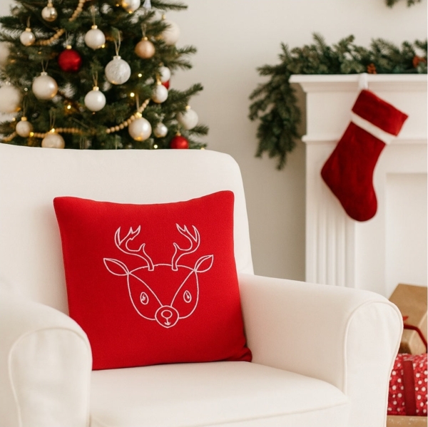 Weihnachts-Dekokissen 40x40 cm Rentierkopf Motiv