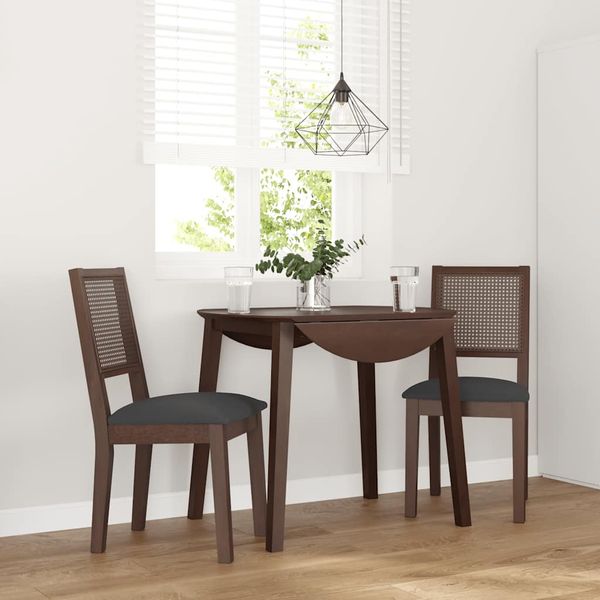vidaXL Esszimmerstühle mit Kissen 2 Stk. Braun Massivholz Gummibaum 4102477