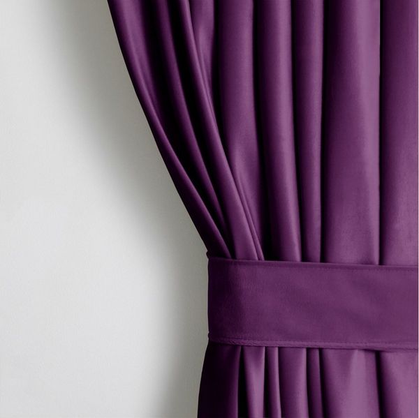 Restilo Gardine Gardine Multifunktionsband Kräuselband Vorhang Verdunkelnd Samt Textil (1 St), Kräuselband, verdunkelnd, Samt Textilien, mit Raffhalter