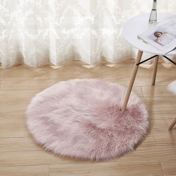 Rosnek Teppich Rund, 6cm langes Fell, zottelig, für Schlafzimmer Wohnzimmer Deko