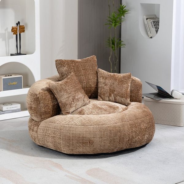 HAUSS SPOLE Sitzsack Sitzsack Relaxsessel Posterstuhl, Extrabreit Lazy Sofa mit 3 Kissen (Lazy Sofa Chenille mit Hohem Rücken & 3 Kissen – Ergonomischer Lounger für Erwachsene & Kinder, Indoor & Outdoor, Gaming Stuhl für Schlafzimmer, Büro, Wohnzimmer ...