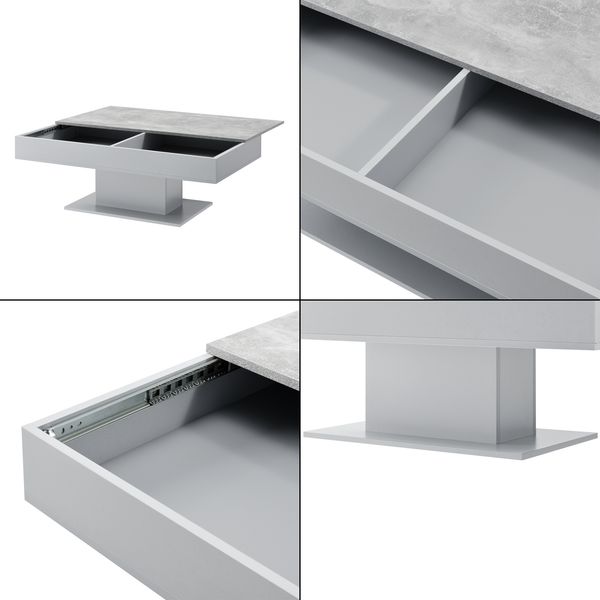Couchtisch Lünen mit 2 Staufächern Betonoptik Hellgrau [en. casa] Bild 4