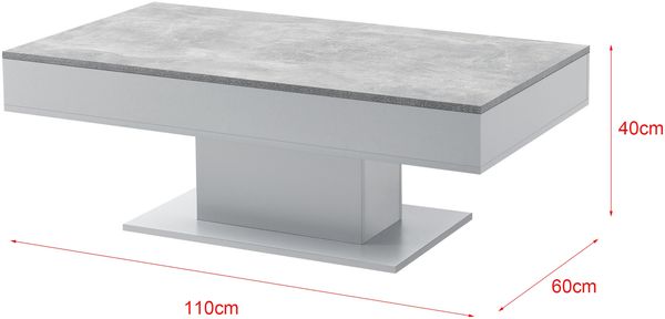 Couchtisch Lünen mit 2 Staufächern Betonoptik Hellgrau [en. casa] Bild 2