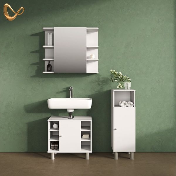 Livinity® Midischrank Fucino, Weiß/Weiß, 30 x 95 cm (1-St)