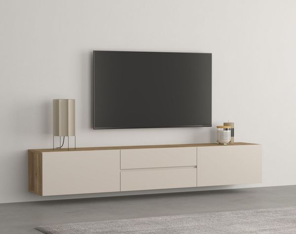 OTTO home Lowboard Criss, Breite 200 cm, moderne grifflose TV-Kommode, TV-Kommode, TV-Schrank, hängend und stehend montierbar
