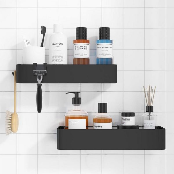 BlingBin Duschablage Ohne Bohren, 2 Stück Rostfreie Badezimmer Regal Selbstklebend, 2pcs/Set 2-tlg, Halterung Duschkorb, Shampoo Halter Bad für Küche/Badezimmer