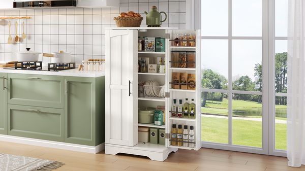 Hochschrank 120x60x40 cm, weiß mit LED-Sensorlicht, 3D‑Wellenmuster und MDF, verstellbares Regal,Weiß
