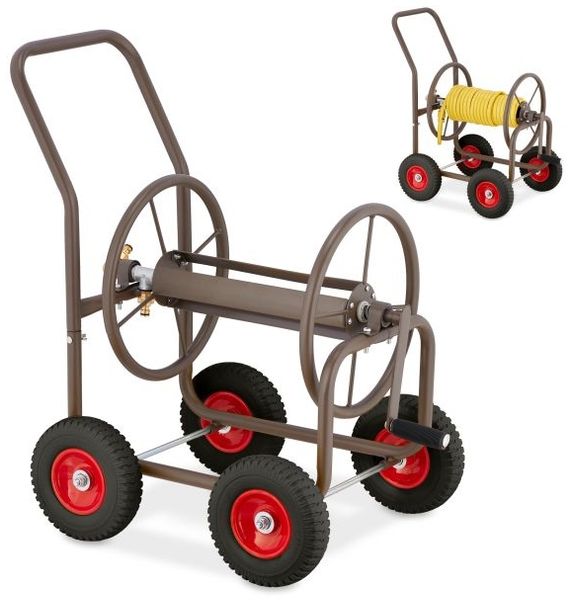 Relaxdays Brauner Schlauchwagen aus Stahl