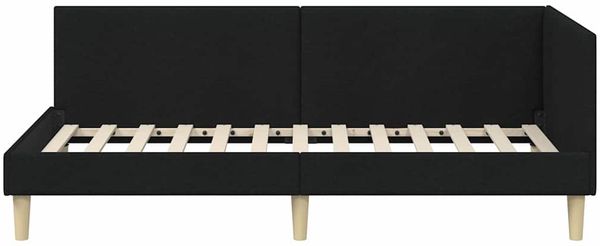 vidaXL Eckbettgestell Schwarz 90 cm x 190 cm Stoff und Sperrholz 42016183 Bild 5