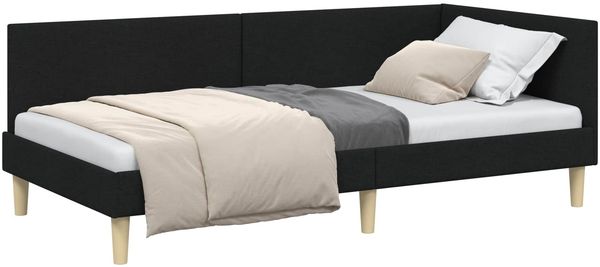 vidaXL Eckbettgestell Schwarz 90 cm x 190 cm Stoff und Sperrholz 42016183 Bild 2