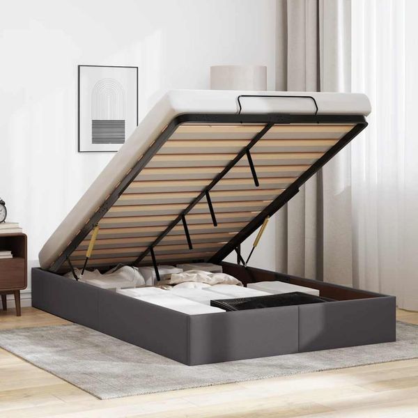 vidaXL Ottoman-Bett ohne Matratze Grau 120x190 cm Kunstleder 3310792