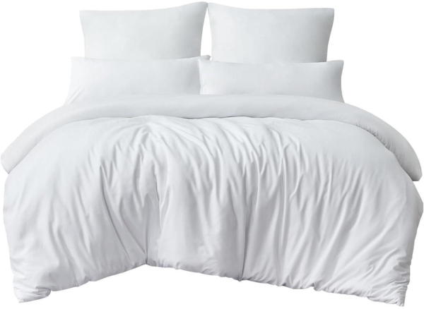 Bettwäsche 220x240 3tlg Weiß Mikrofaser Reißverschluss bügelfrei Bild 7