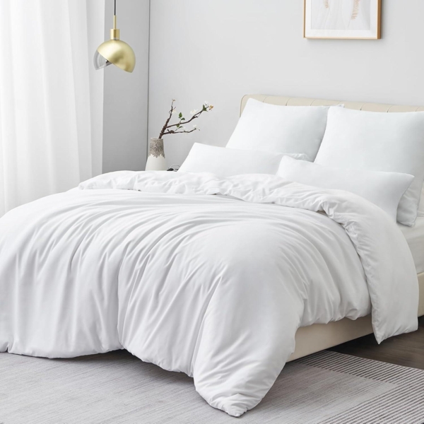Bettwäsche 220x240 3tlg Weiß Mikrofaser Reißverschluss bügelfrei Bild 2