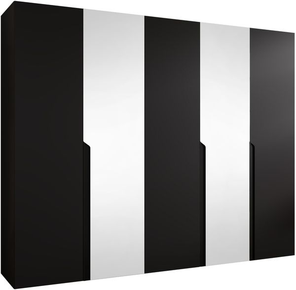 Kleiderschrank Veluna II 250 (Farbe: Schwarz / Schwarz + Schwarz)