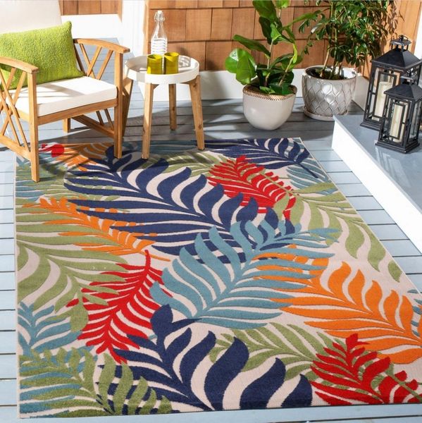 Sanat Teppich Floral Outdoor, rechteckig, Höhe: 6 mm, In- und Outdoor geeignet, florales Design, Balkon, Terasse