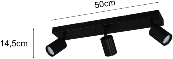 Deckenstrahler SOKA 3-flammig aus Metall Schwarz, Breite 50cm Bild 3